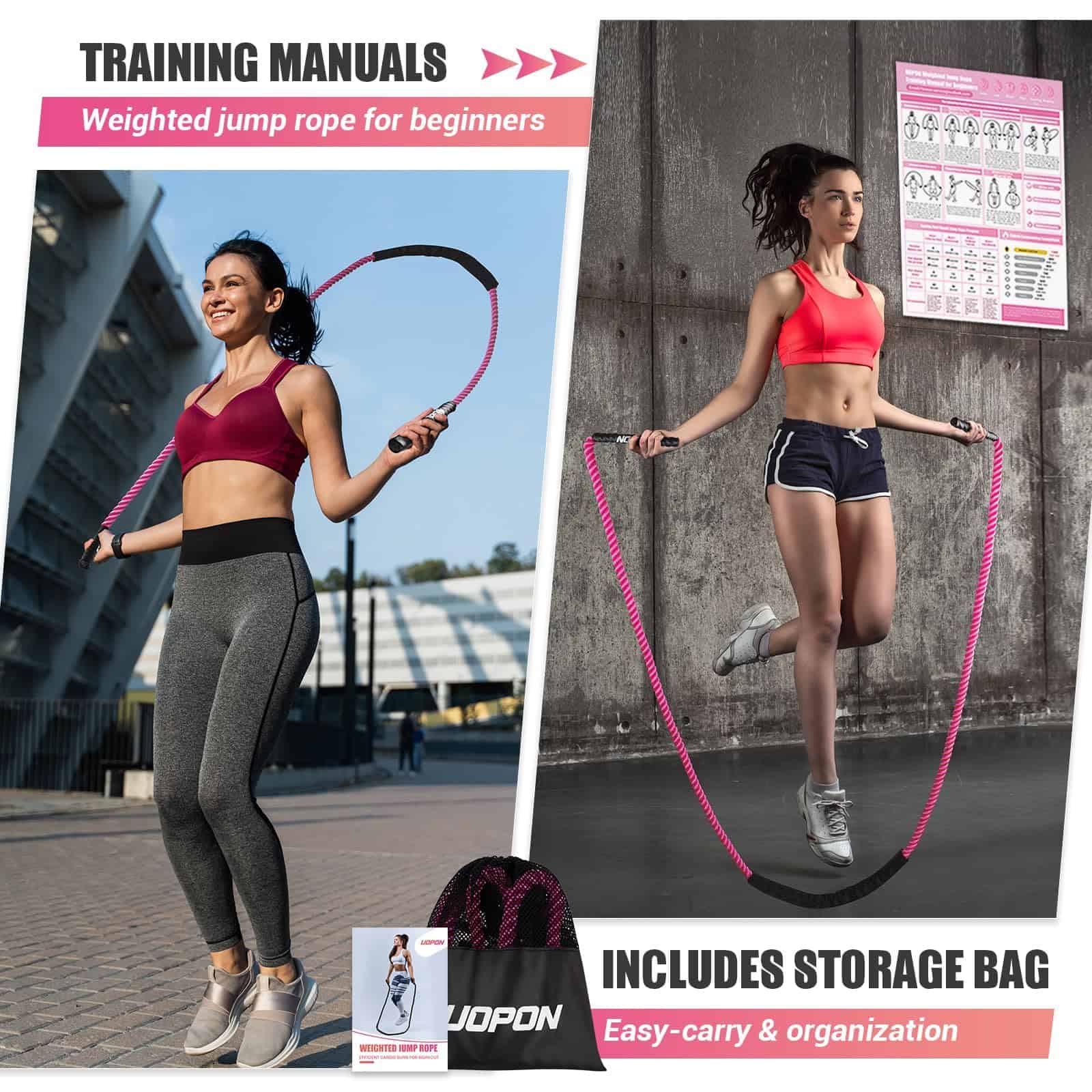 Cuerda para saltar con peso para mujeres, 2 LB Cuerda de - Imagen 8