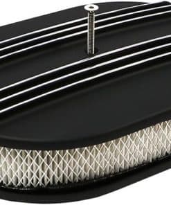 Filtro de aire ovalado negro de aluminio mediano de 12" x