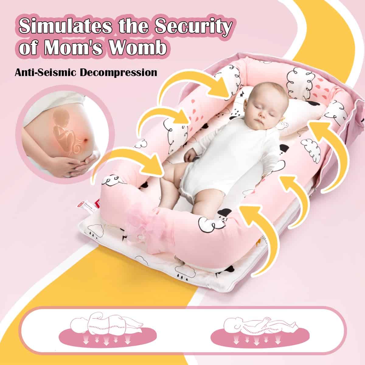 Huggynest Baby Lounger with Pillow, Portable Infant Lounger - Imagen 4