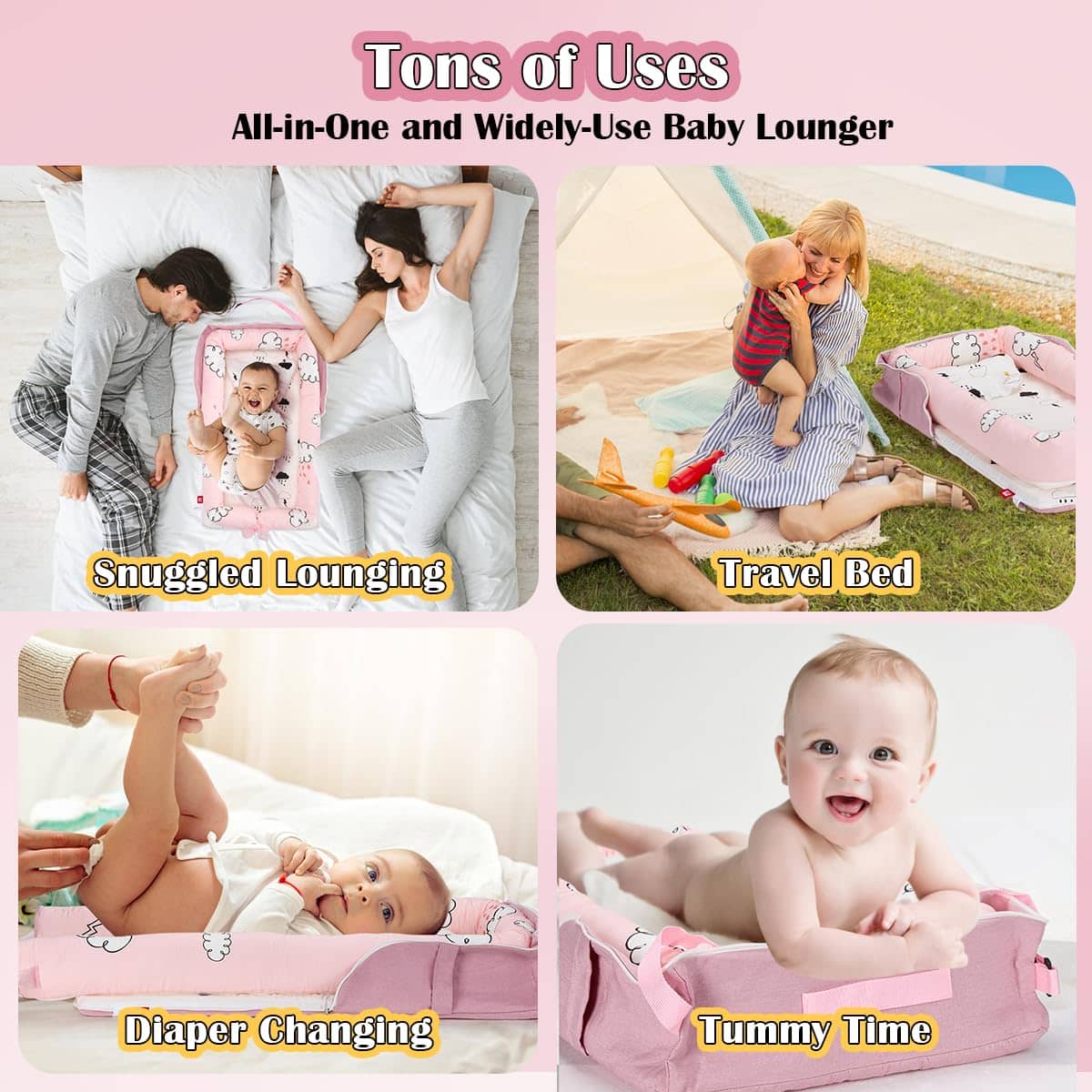 Huggynest Baby Lounger with Pillow, Portable Infant Lounger - Imagen 6