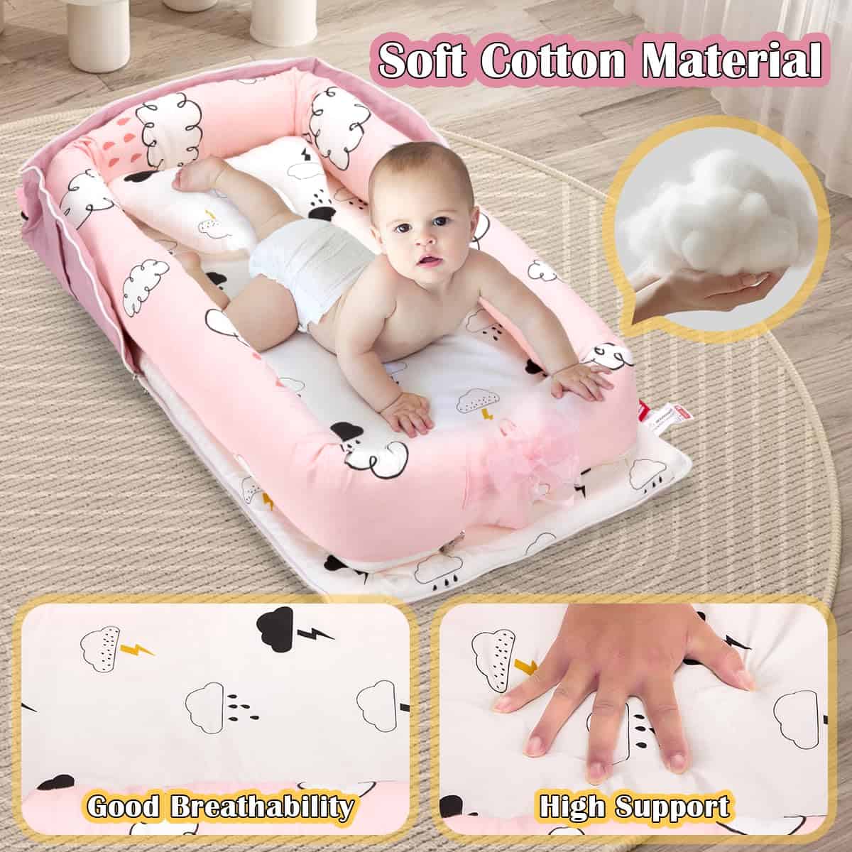 Huggynest Baby Lounger with Pillow, Portable Infant Lounger - Imagen 5