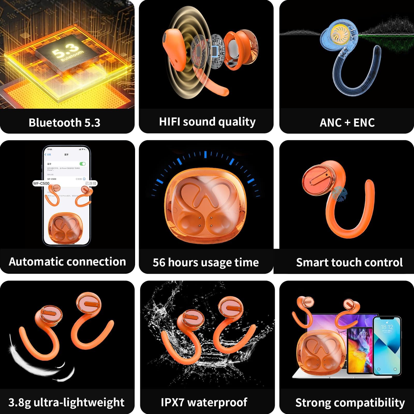 Audífonos Inalámbricos de Código Abierto con Gancho para la - Imagen 9