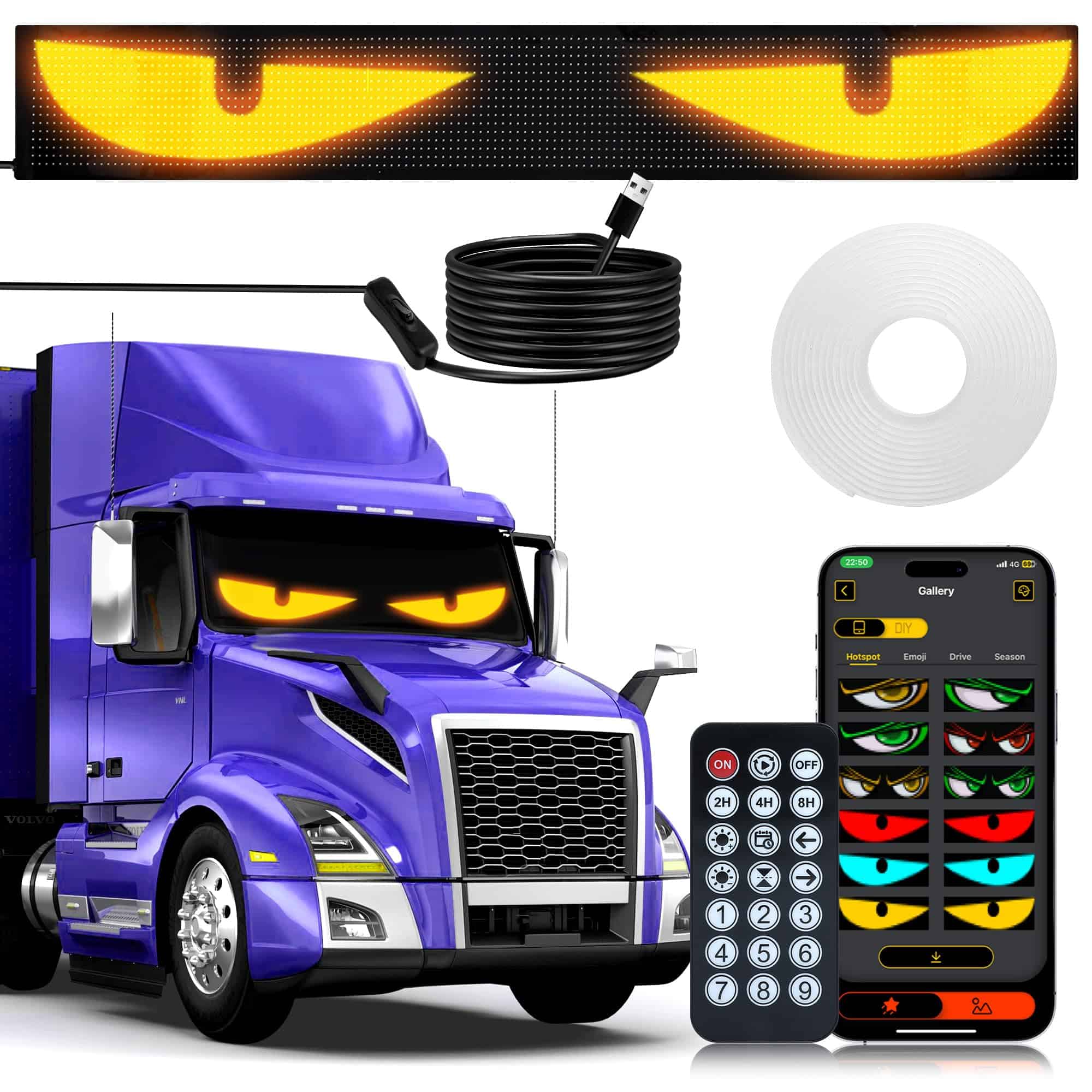 Sachie Ojos LED para Carro - Luces Devil's Eye 69.4" para