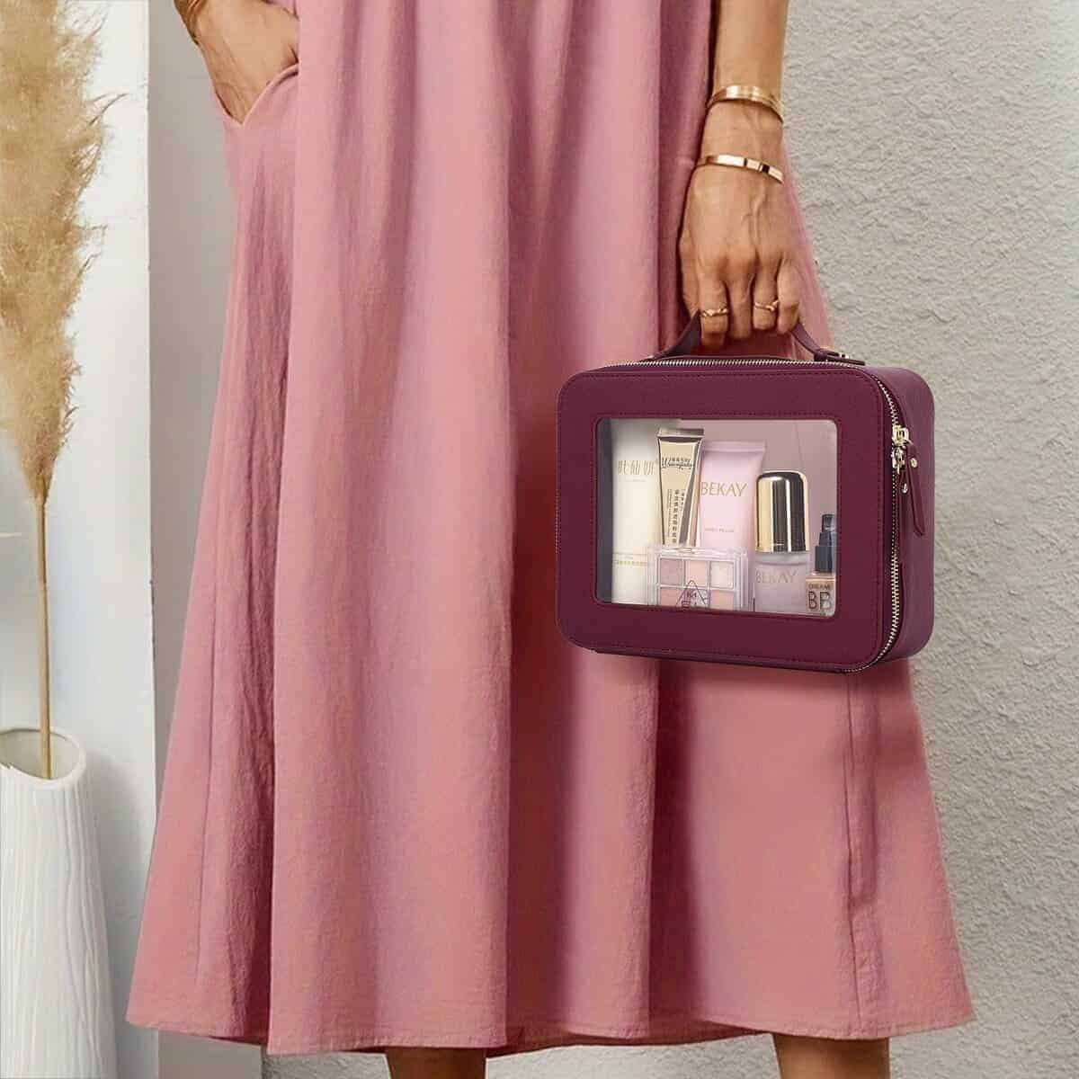 LOFOWN Juego de Maquillaje de Viaje Bolsa -Burdeos - Imagen 7