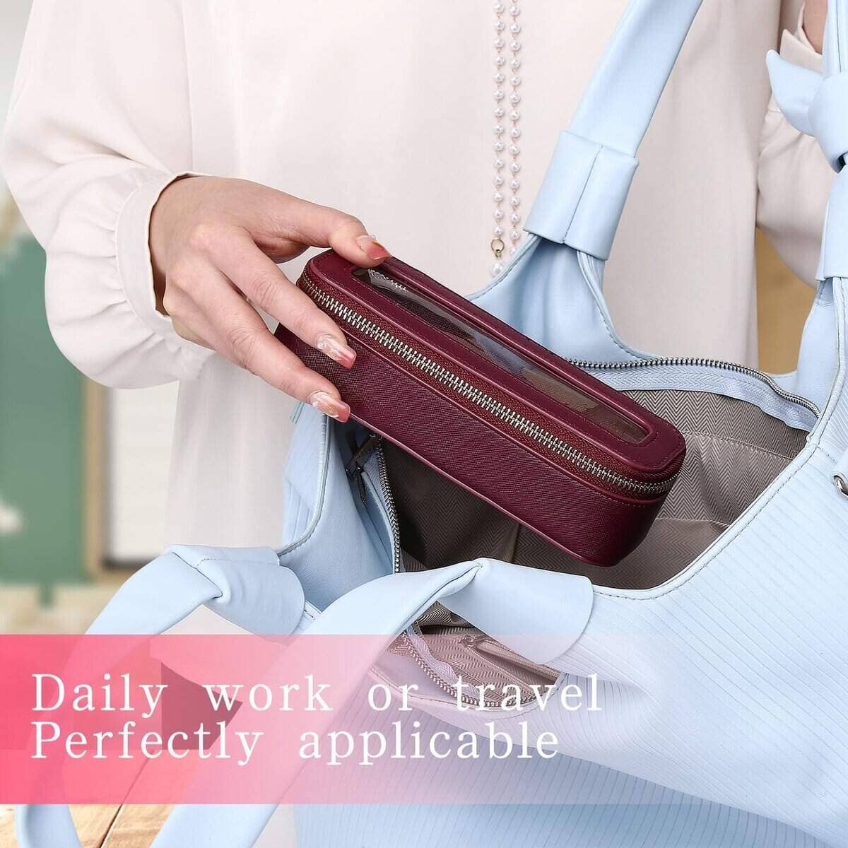 LOFOWN Juego de Maquillaje de Viaje Bolsa -Burdeos - Imagen 4