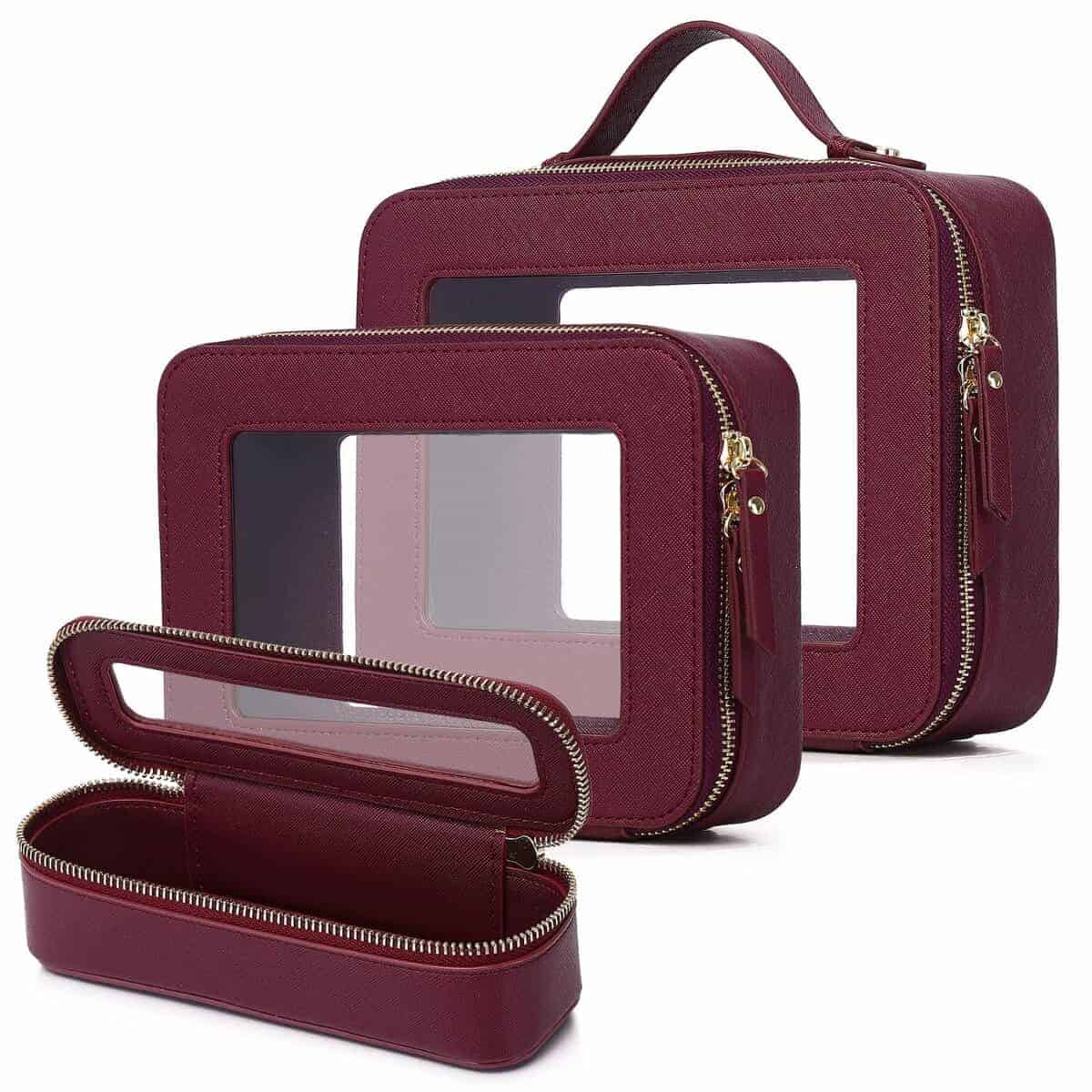 LOFOWN Juego de Maquillaje de Viaje Bolsa -Burdeos