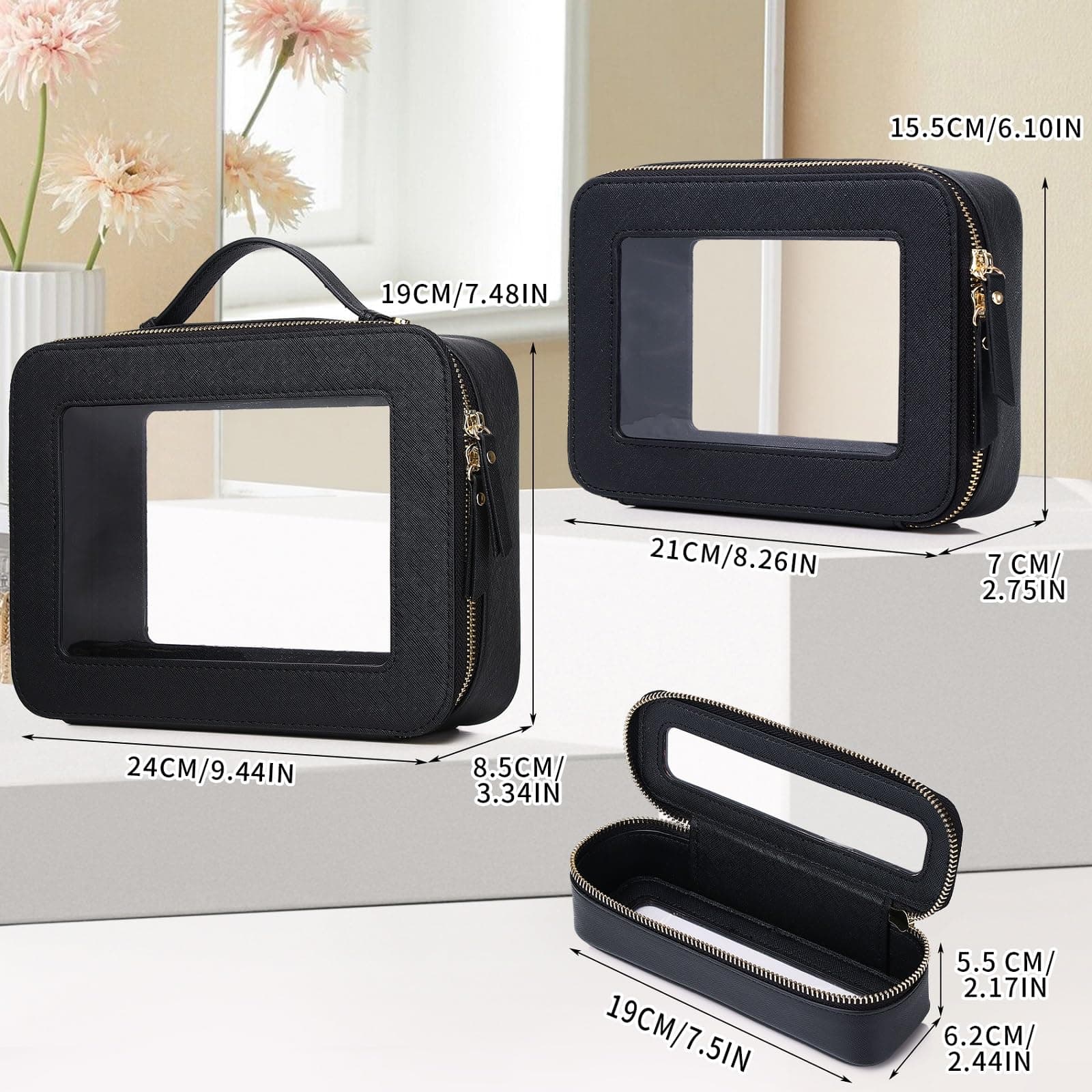 LOFOWN Juego de Maquillaje de Viaje Bolsa -Black - Imagen 3