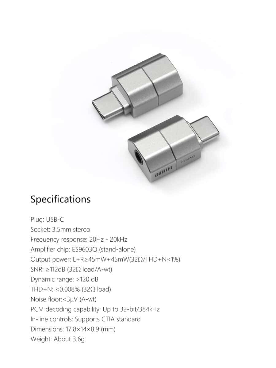 Adaptador DAC y AMP USB-C a 3.5mm TC35M2 de ddHiFi de 2da - Imagen 8