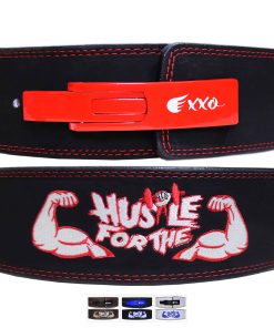 Cinturón de Levantamiento de Pesas Hustle for -Negro (Rojo)