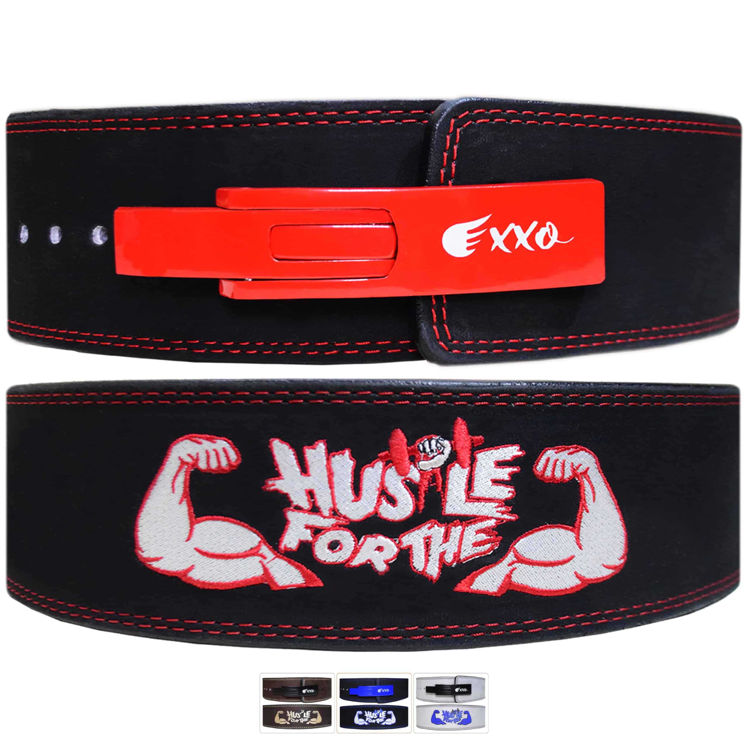 Cinturón de Levantamiento de Pesas Hustle for -Negro (Rojo)