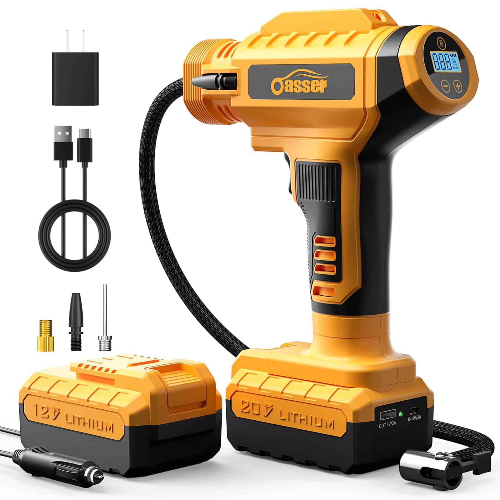 Inflador de neumáticos YOHOOLYO, Compresor de aire portátil