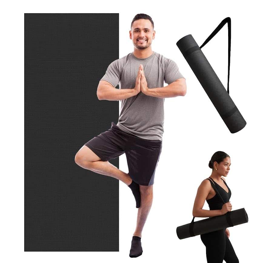 Tapete de Yoga Grueso para Ejercicio & Pilates -Negro