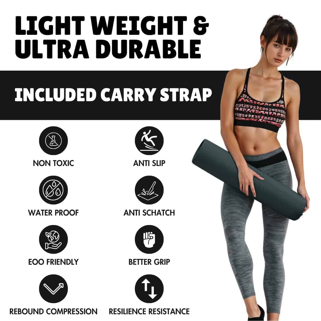 Tapete de Yoga Grueso para Ejercicio & Pilates -Negro - Imagen 4