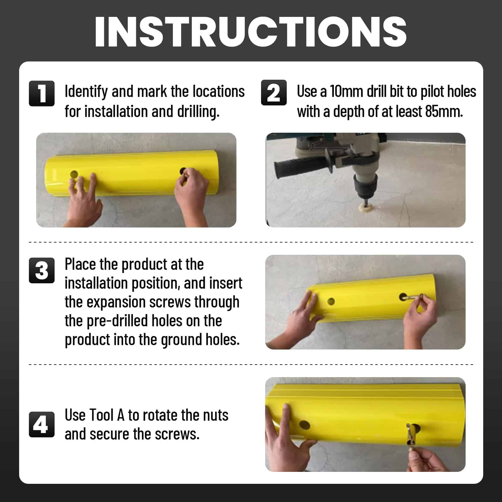Topes para llantas de garaje HOXWELL de 22 pulgadas para - Imagen 5
