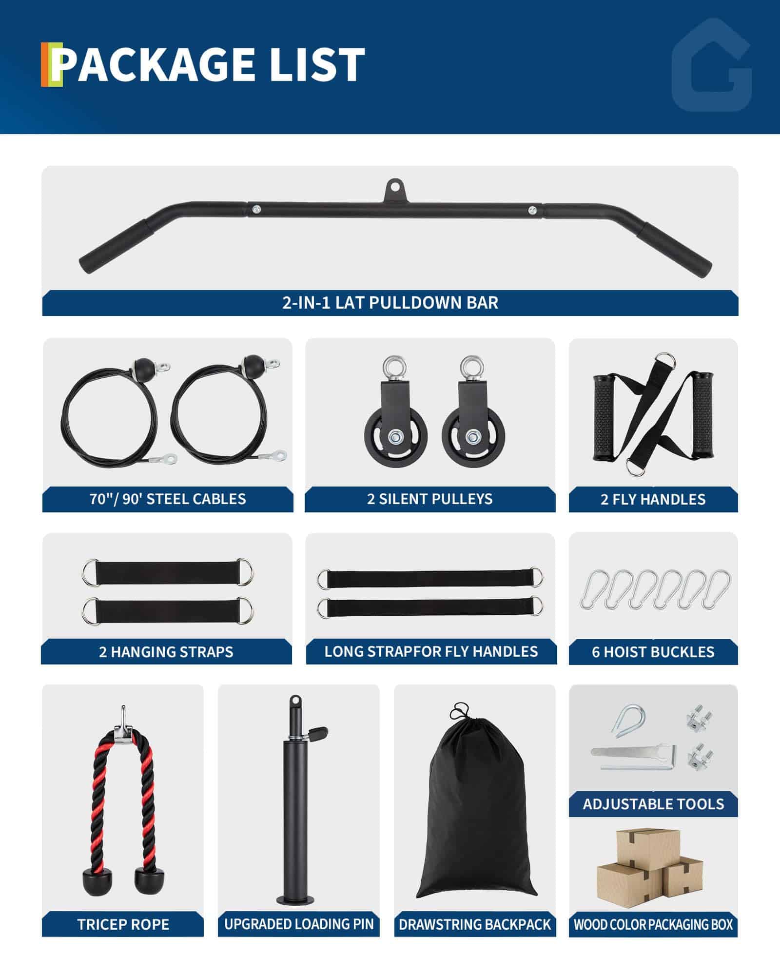 Sistema de Poleas para Gimnasio GarveeLife, Accesorios de - Imagen 3