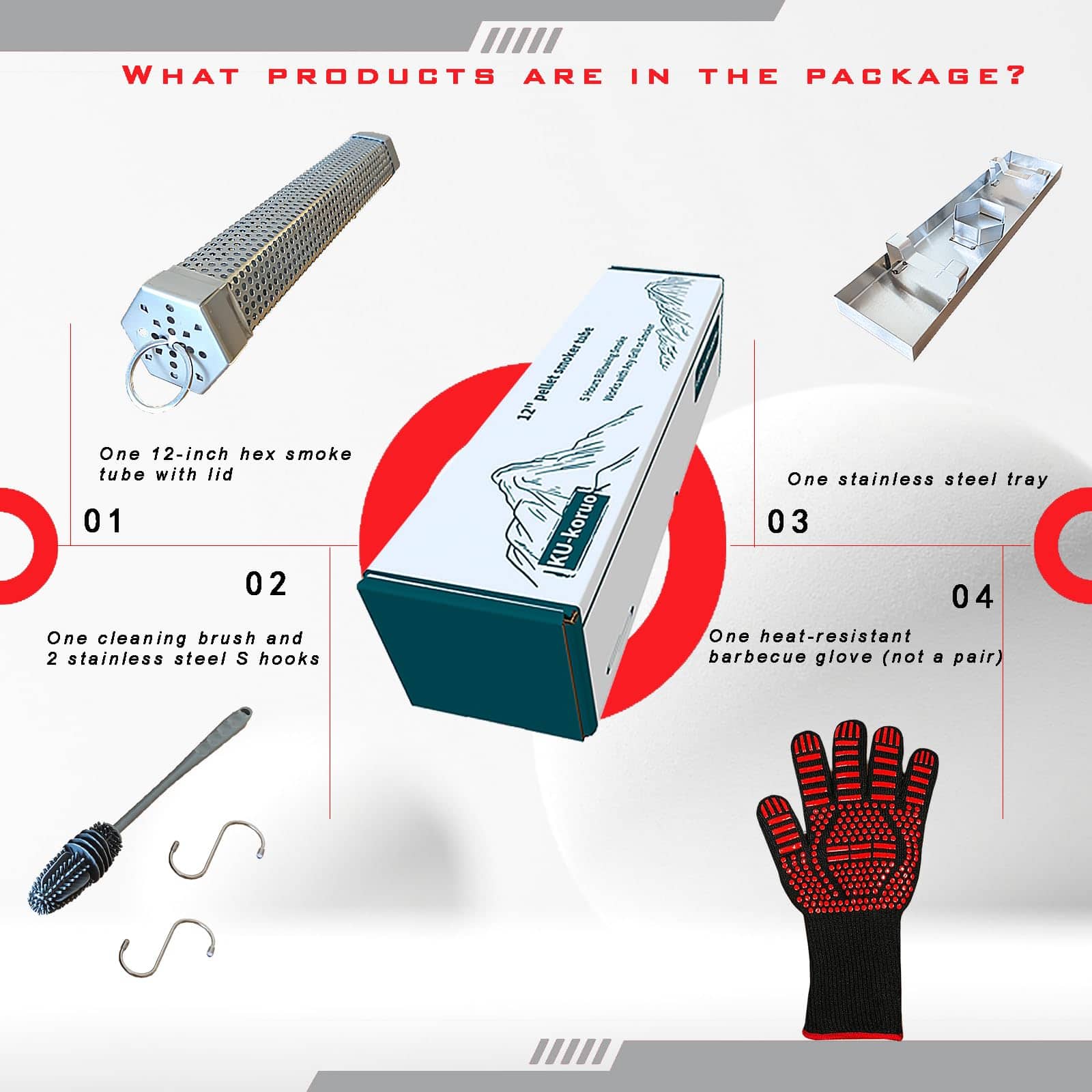 Tubo de ahumador KU-koruo con tapa y bandeja para ahumar - - Imagen 4