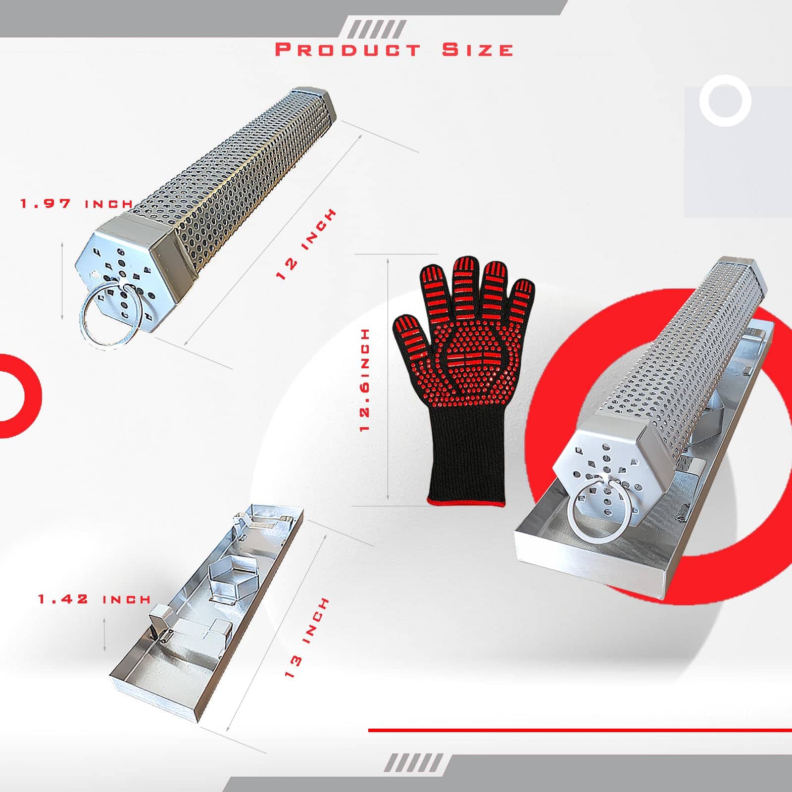 Tubo de ahumador KU-koruo con tapa y bandeja para ahumar - - Imagen 3