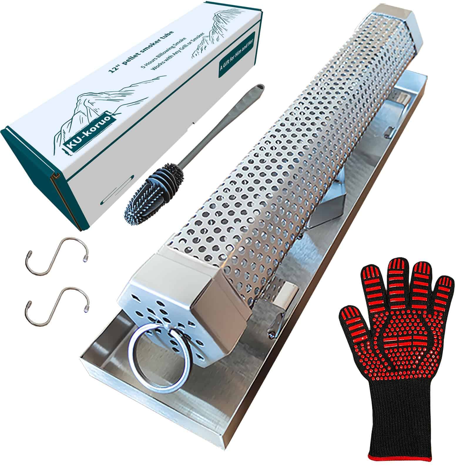 Tubo de ahumador KU-koruo con tapa y bandeja para ahumar -