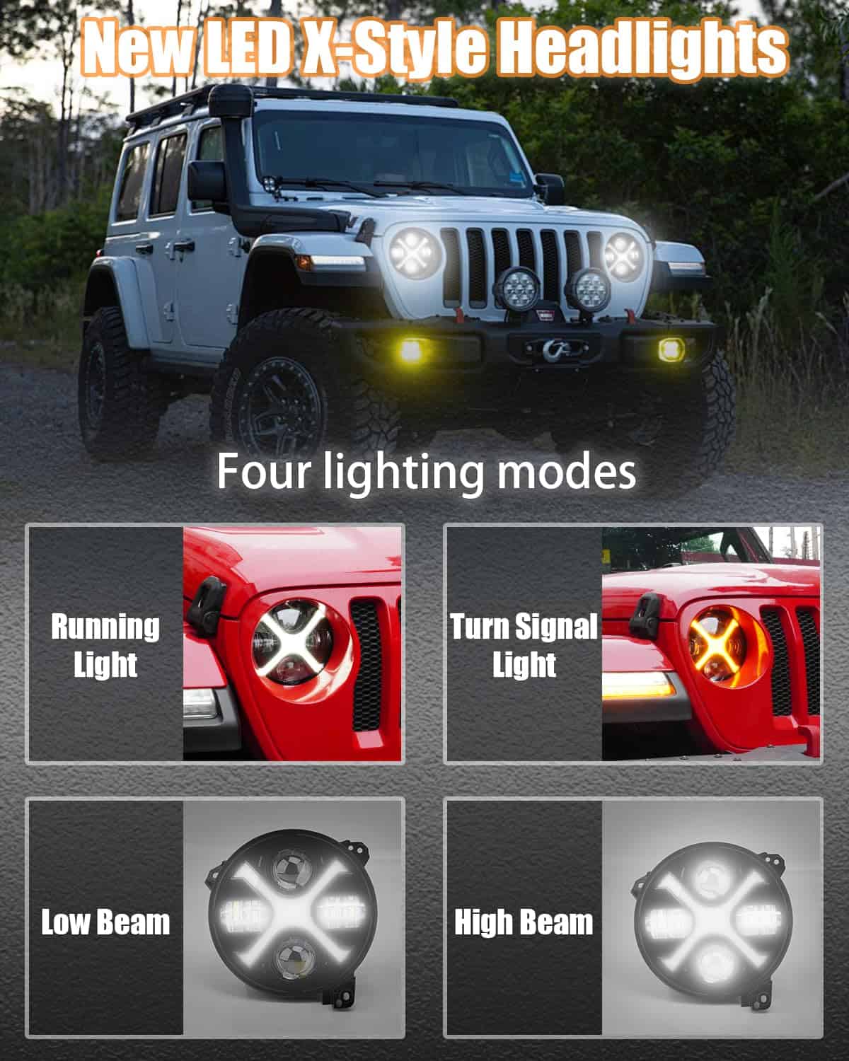 Faros LED de 9 pulgadas HENGTUAOTO con luz diurna blanca en - Imagen 5