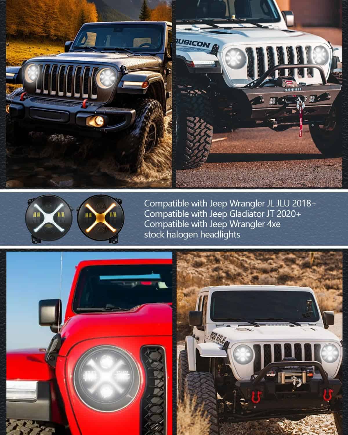 Faros LED de 9 pulgadas HENGTUAOTO con luz diurna blanca en - Imagen 6