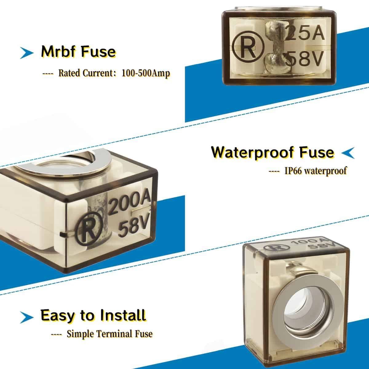 Fusible de 500 Amperios (MRBF) 32V DC Máx IP66 Impermeable - Imagen 4