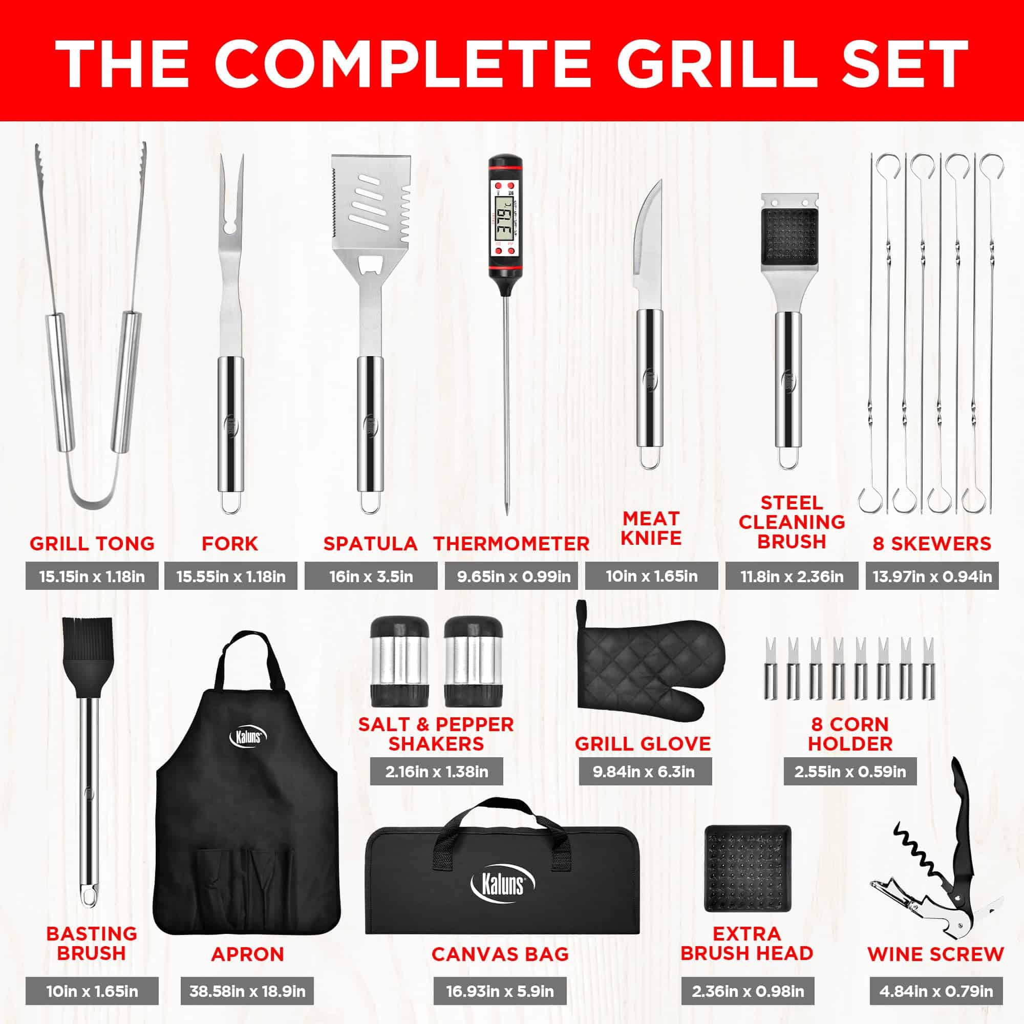 Set de Accesorios para Parrilla Kaluns, -Acero inoxidable - Imagen 3