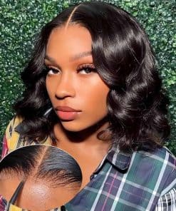 Pelucas de Bob sin Pegamento de Cabello Humano Onda del