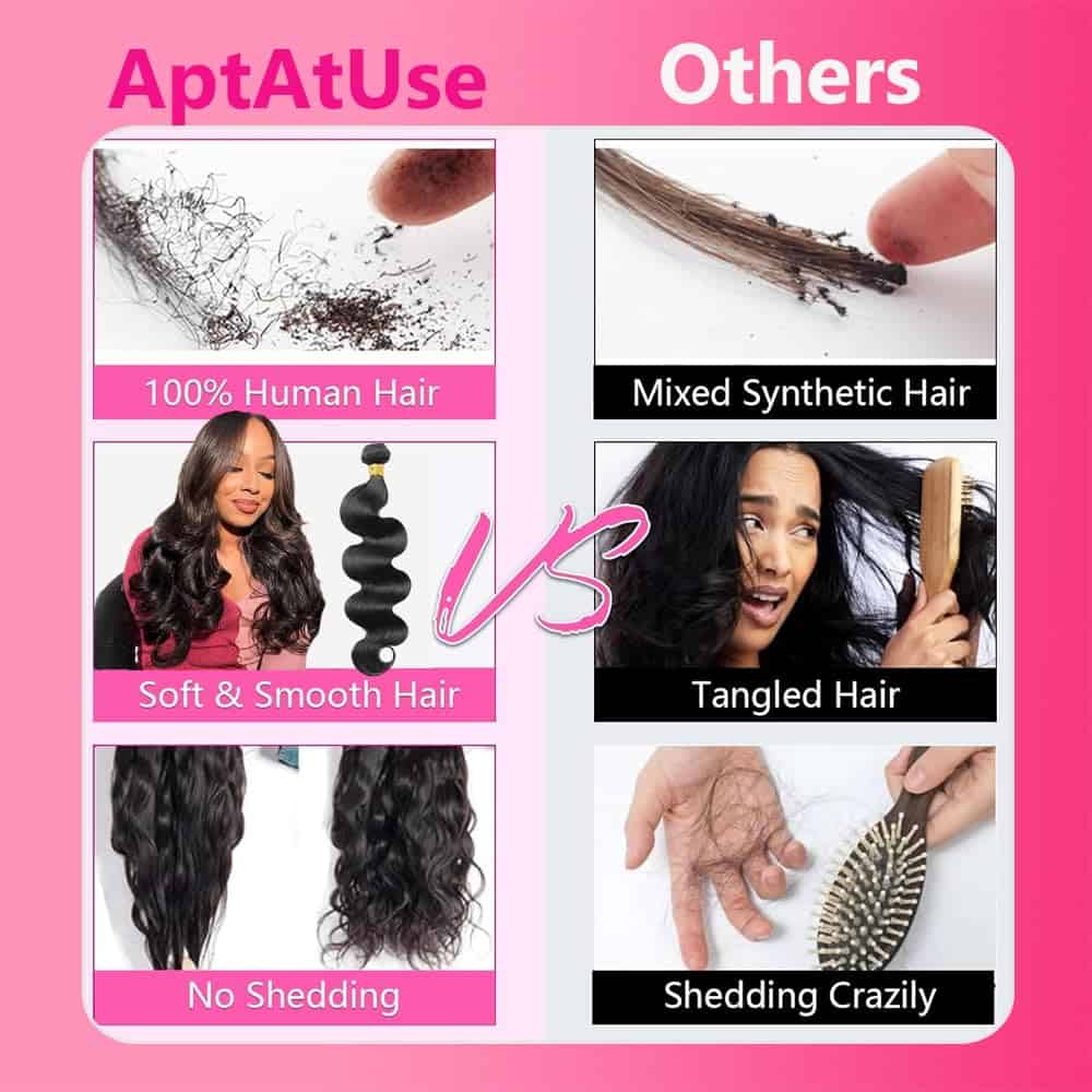 Aptatuse Body Wave Bundles Cabello Humano 26 Pulgadas 14A - Imagen 9