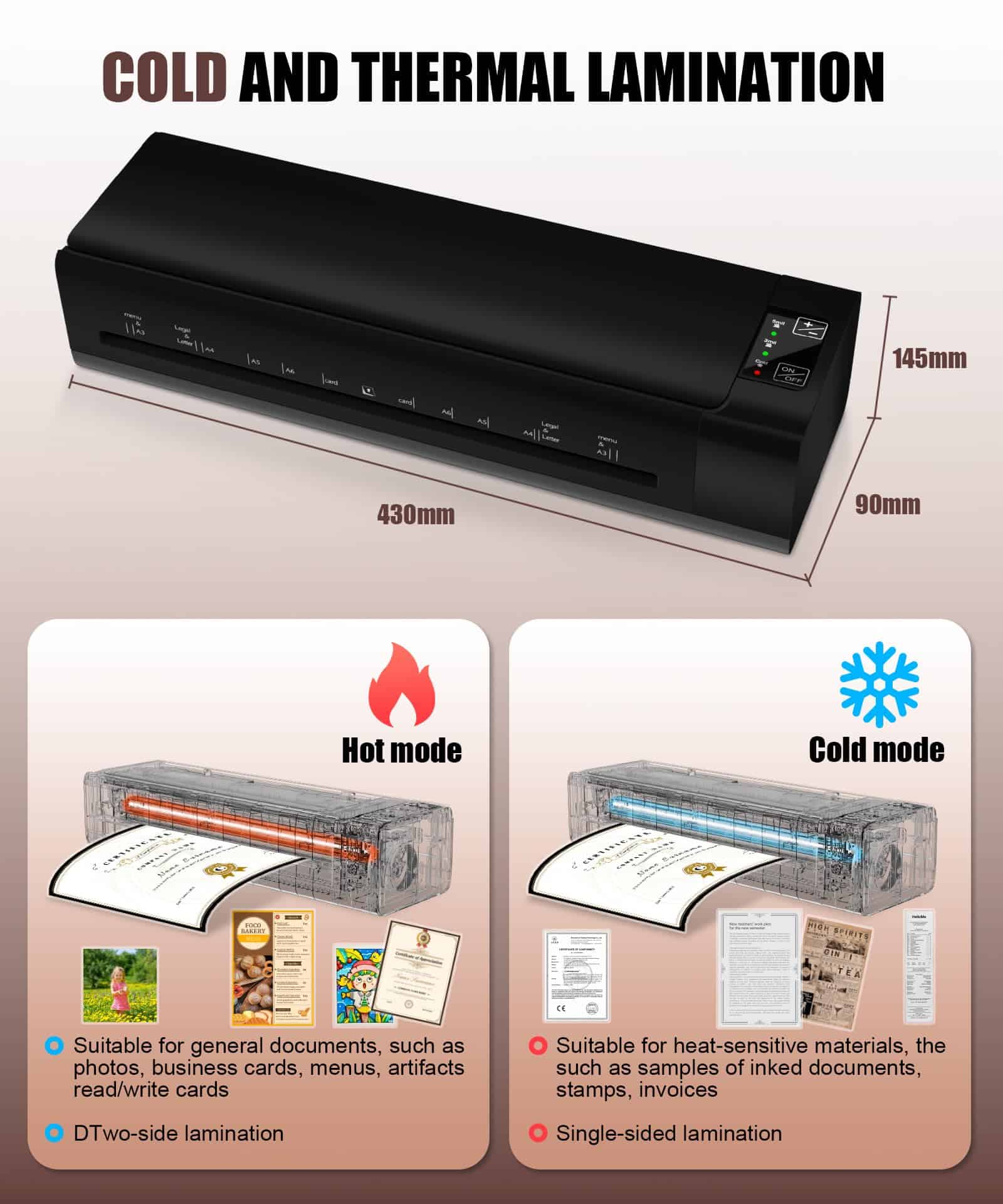 Máquina Laminadora A3, 13 Pulgadas 9 en 1 con Hojas de - Imagen 5