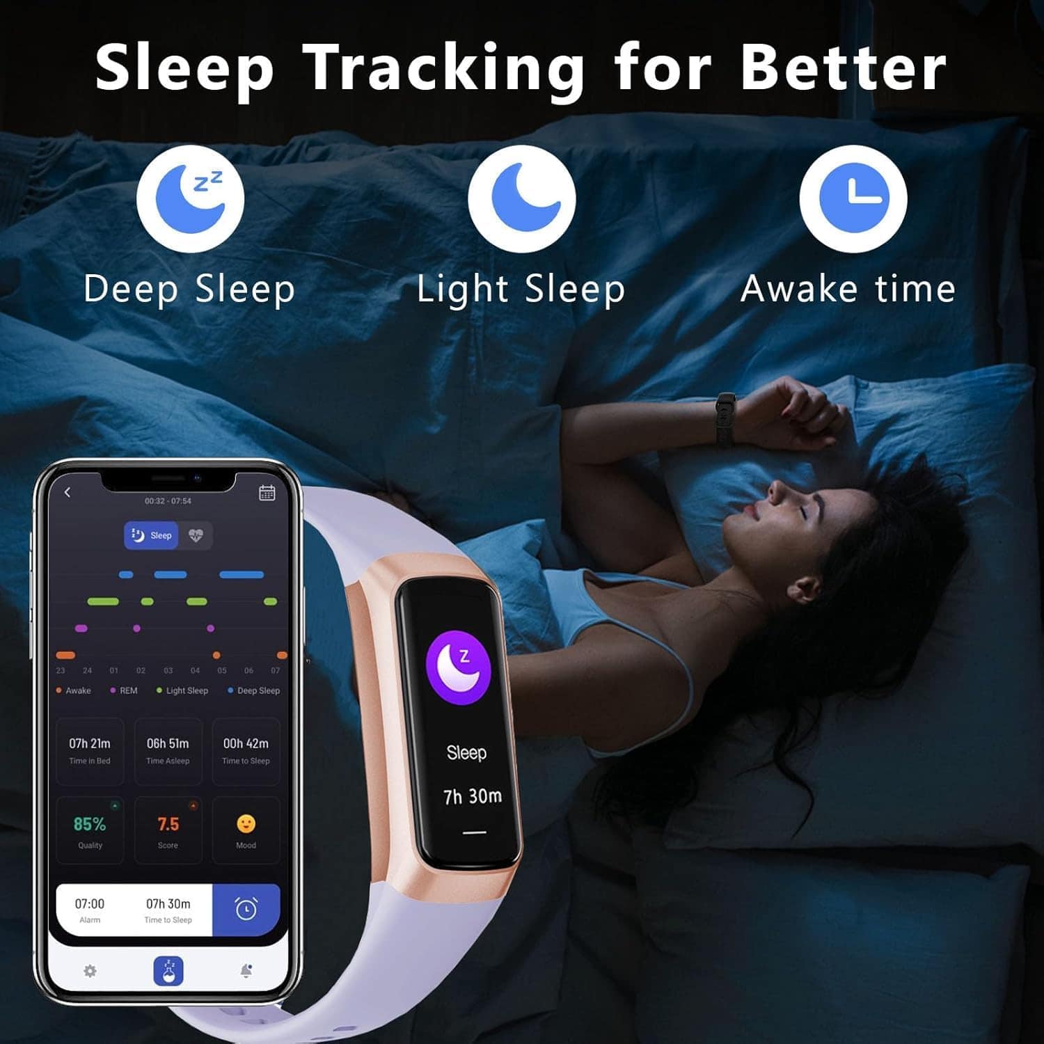 Rastreador de actividad ZKSSGY con monitor de frecuencia - Imagen 6