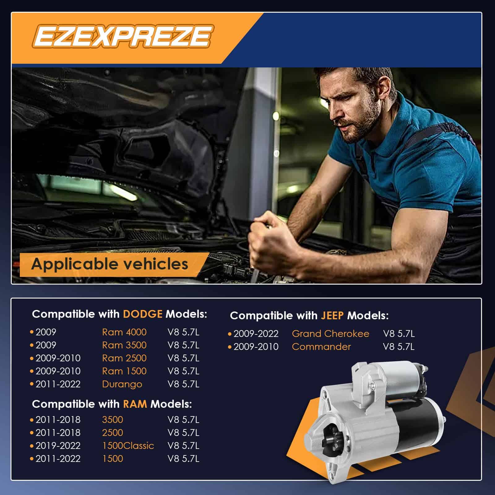 17948N Ezexpreze Motor de Arranque Compatible con Dodge Ram - Imagen 3