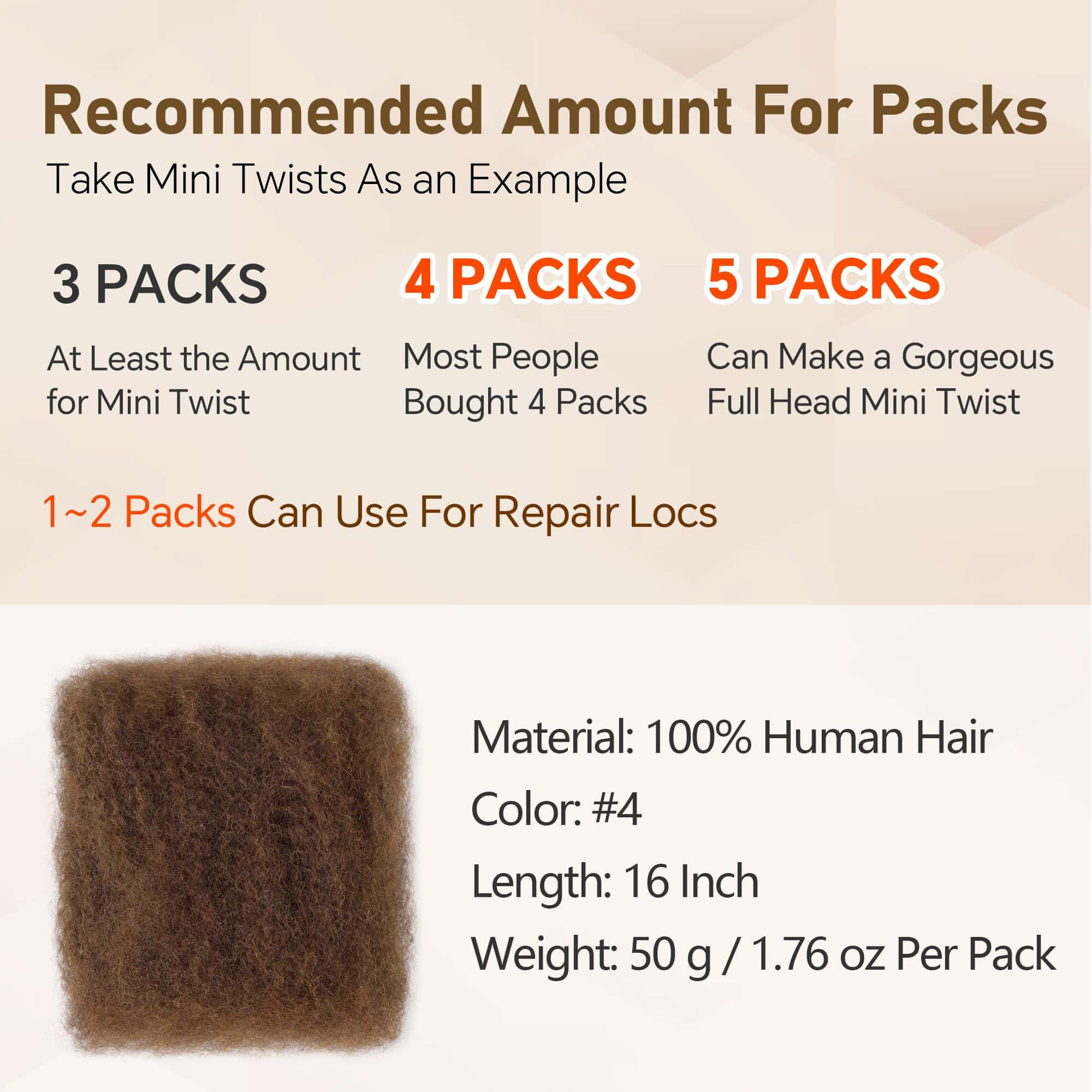 Cabello Humano Rizado Afro Kinkys Bulk - 100% Cabello - Imagen 6