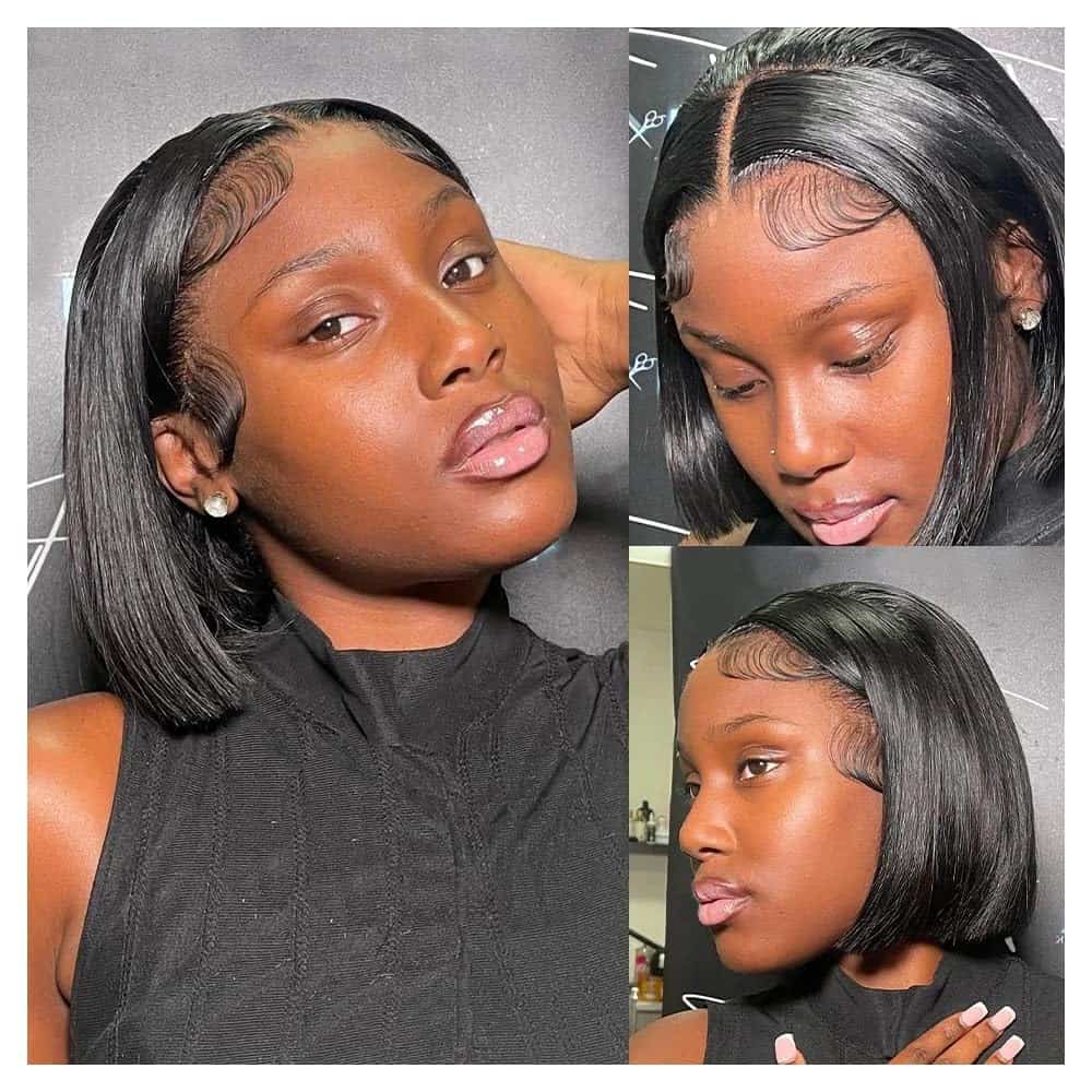 Pelucas de Bob de Encaje Frontal de Pelo Humano 13x4, - Imagen 8