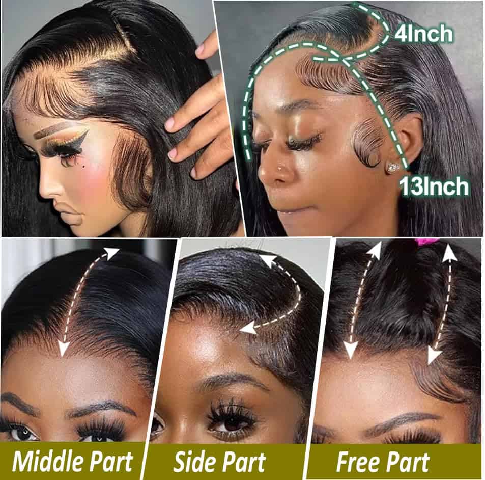 Pelucas de Bob de Encaje Frontal de Pelo Humano 13x4, - Imagen 4