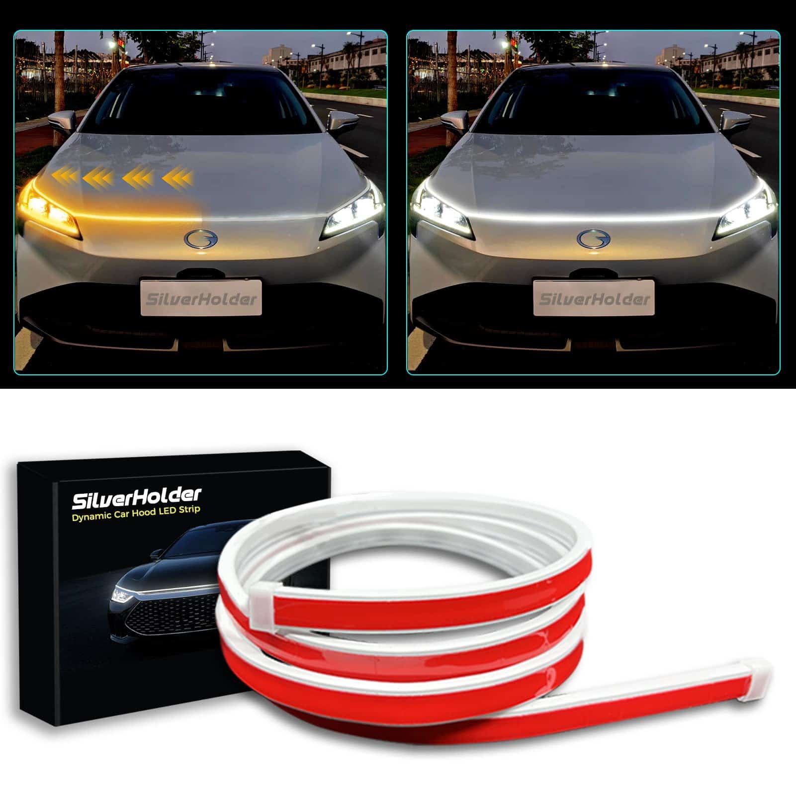 SilverHolder Tira de Luz LED para Capó de Coche, Luz de