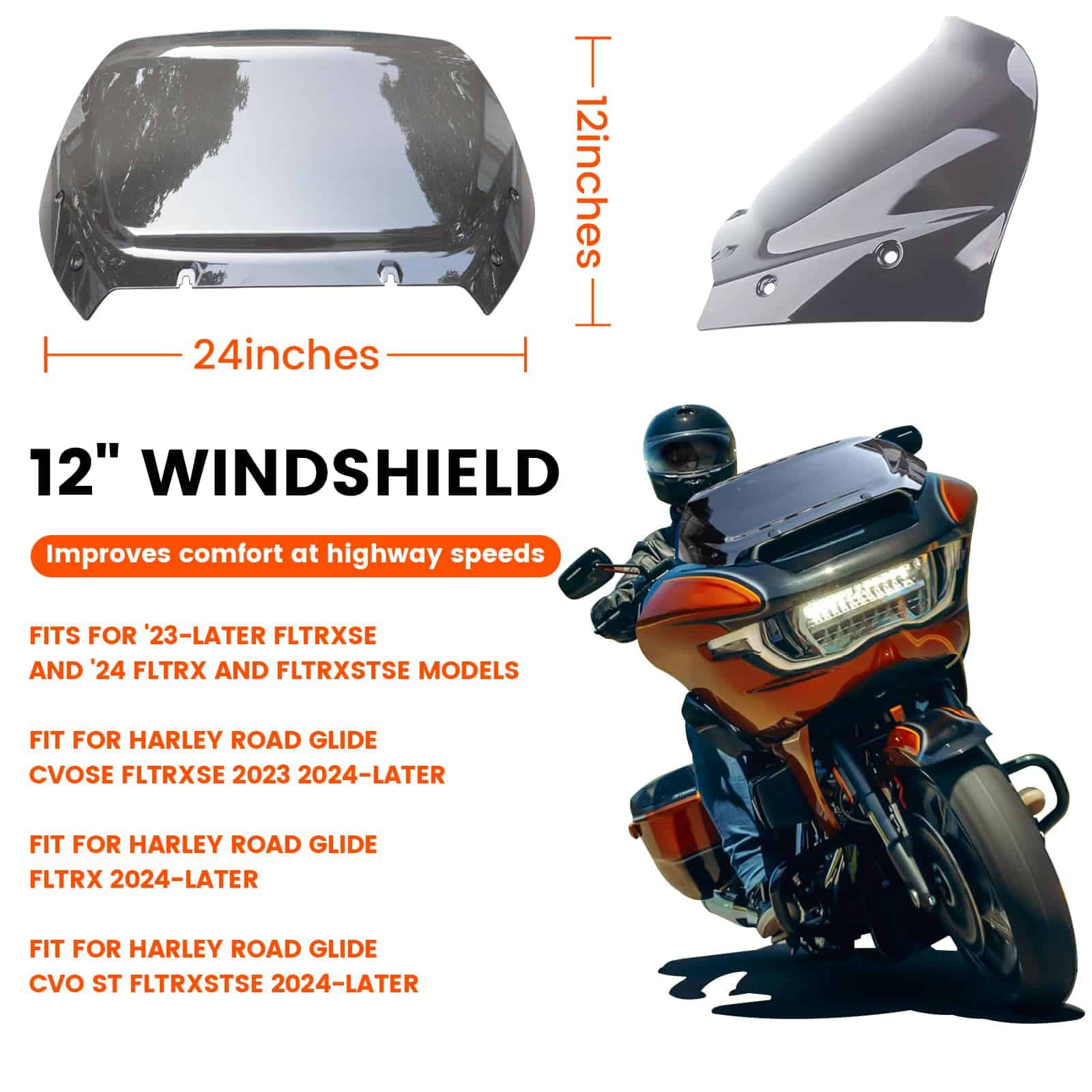Parabrisas de 12" Xitqiooo Compatible con 2023 -Humo - Imagen 4