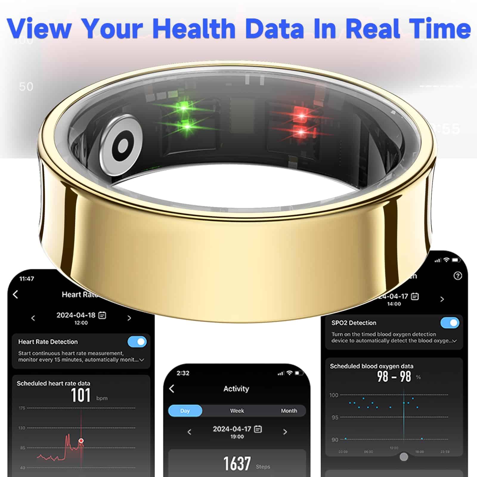 Rastreador de Salud Anillo Inteligente, -Plata - Imagen 4