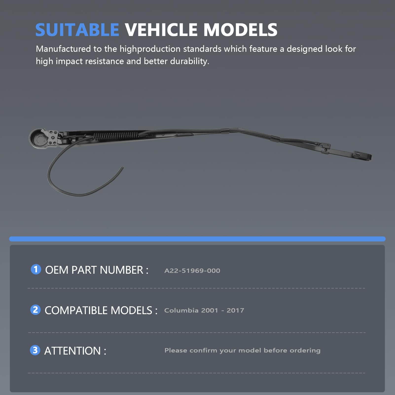 Brazo del limpiaparabrisas para Columbia 2001-2017 - Imagen 6