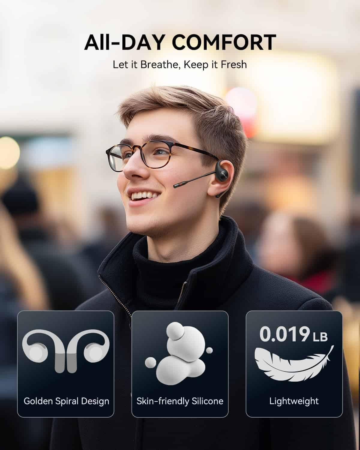 Audífonos de conducción ósea EMEET Airflow -Negro - Imagen 6