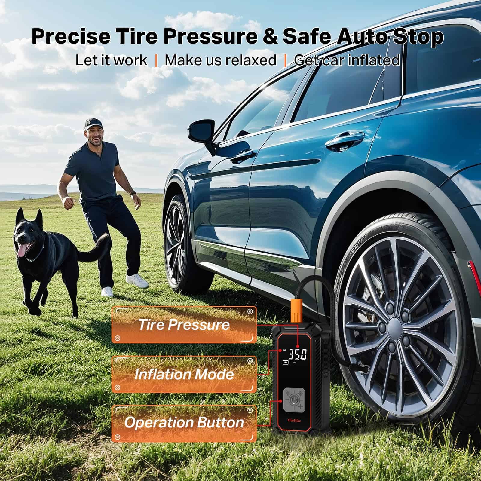 Inflador de neumáticos portátil OlarHike, compresor de aire - Imagen 6