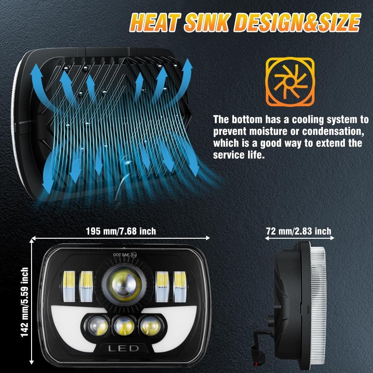 Faros Rectangulares ZOOMTO 2PCS130W 5x7/ 6x7 Pulgadas, - Imagen 3