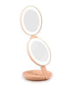 Espejo de maquillaje de viaje compacto -Durazno