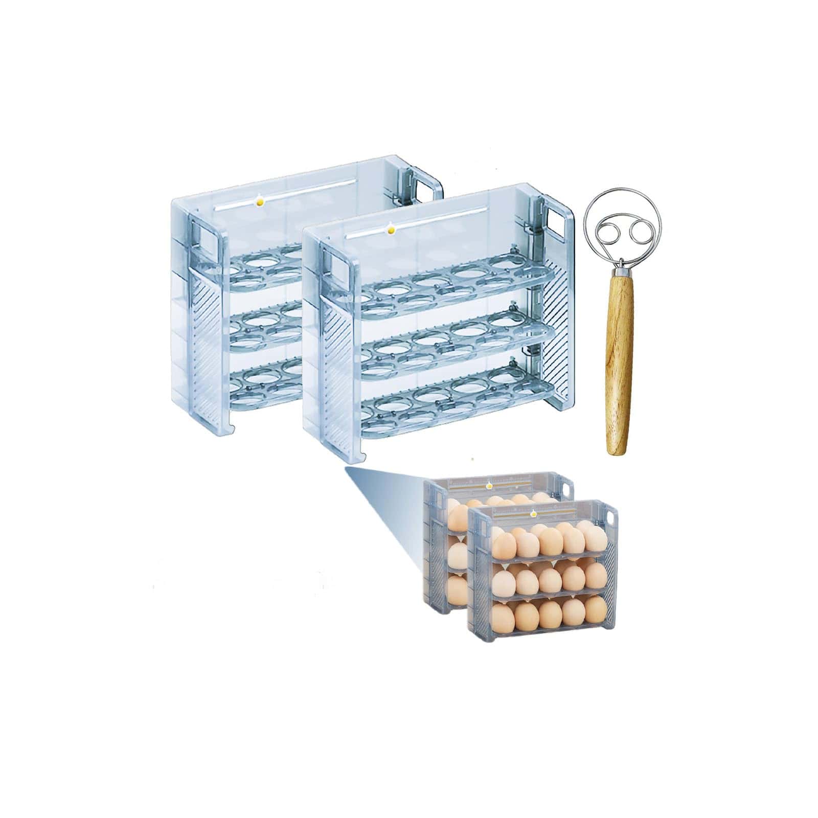 Contenedor de 60 Rejillas, 2 Paquetes de Porta Huevos para