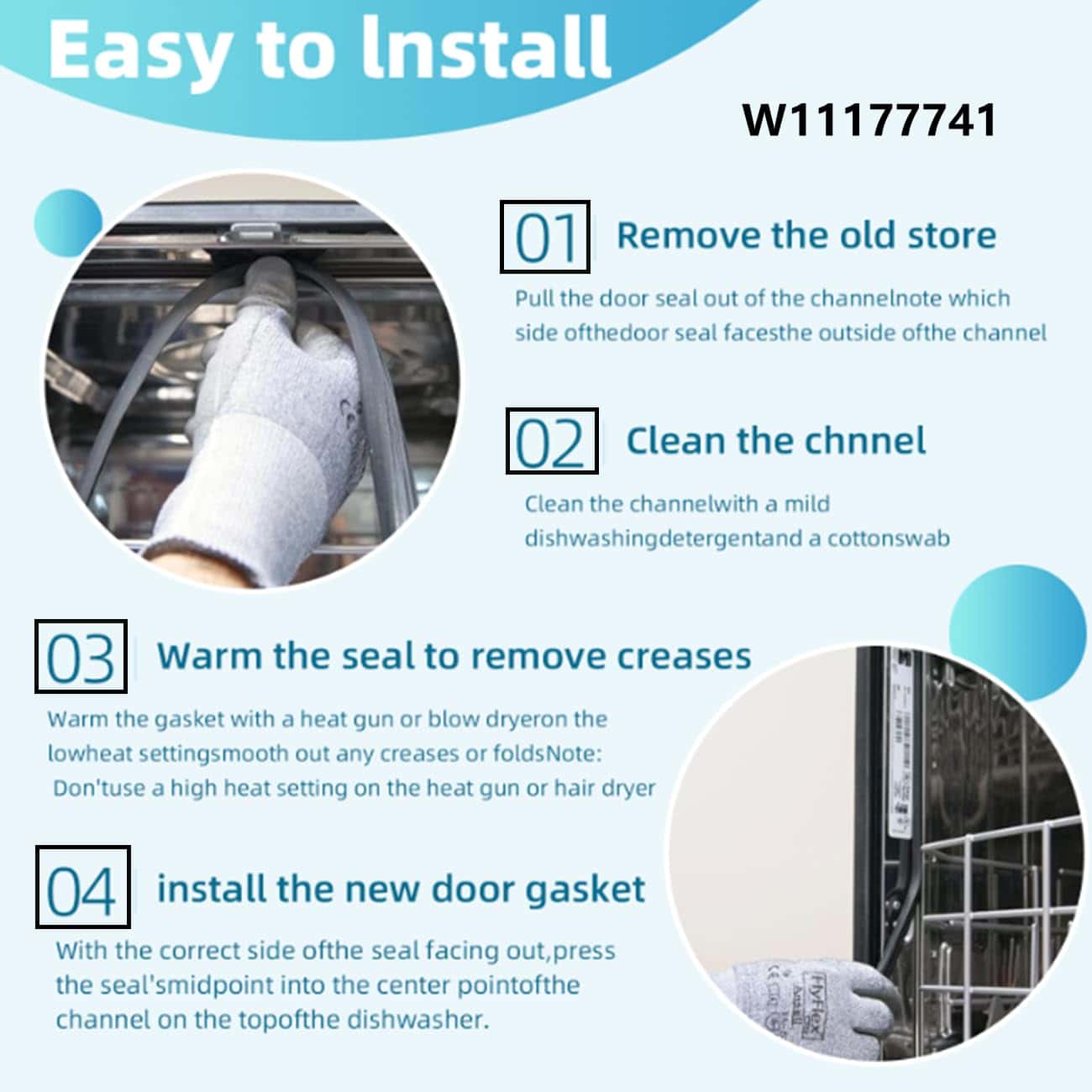 Junta de Puerta de Lavavajillas Nueva W11177741 Compatible - Imagen 6