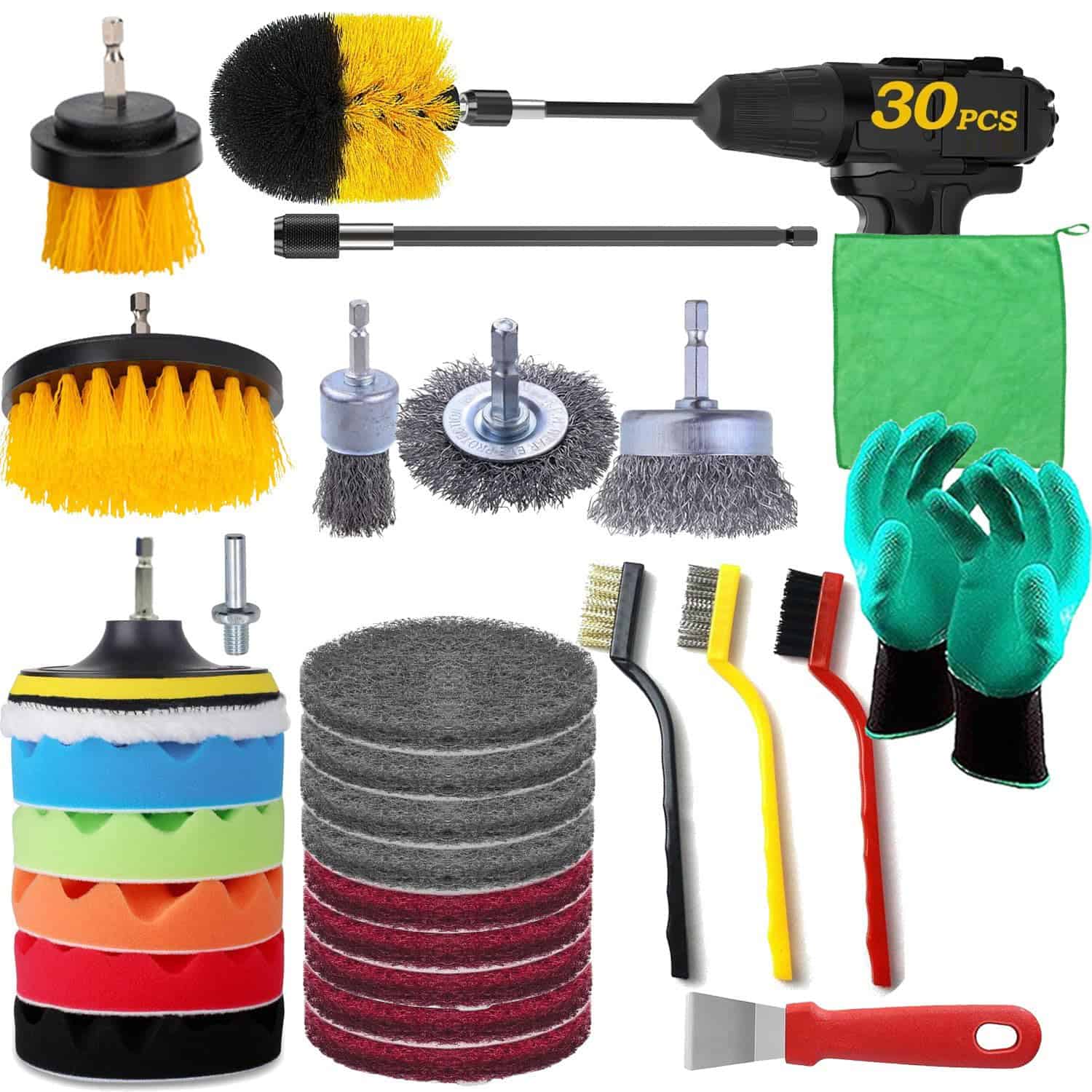 Set de 30 Piezas de Cepillos para Taladro - Incluye