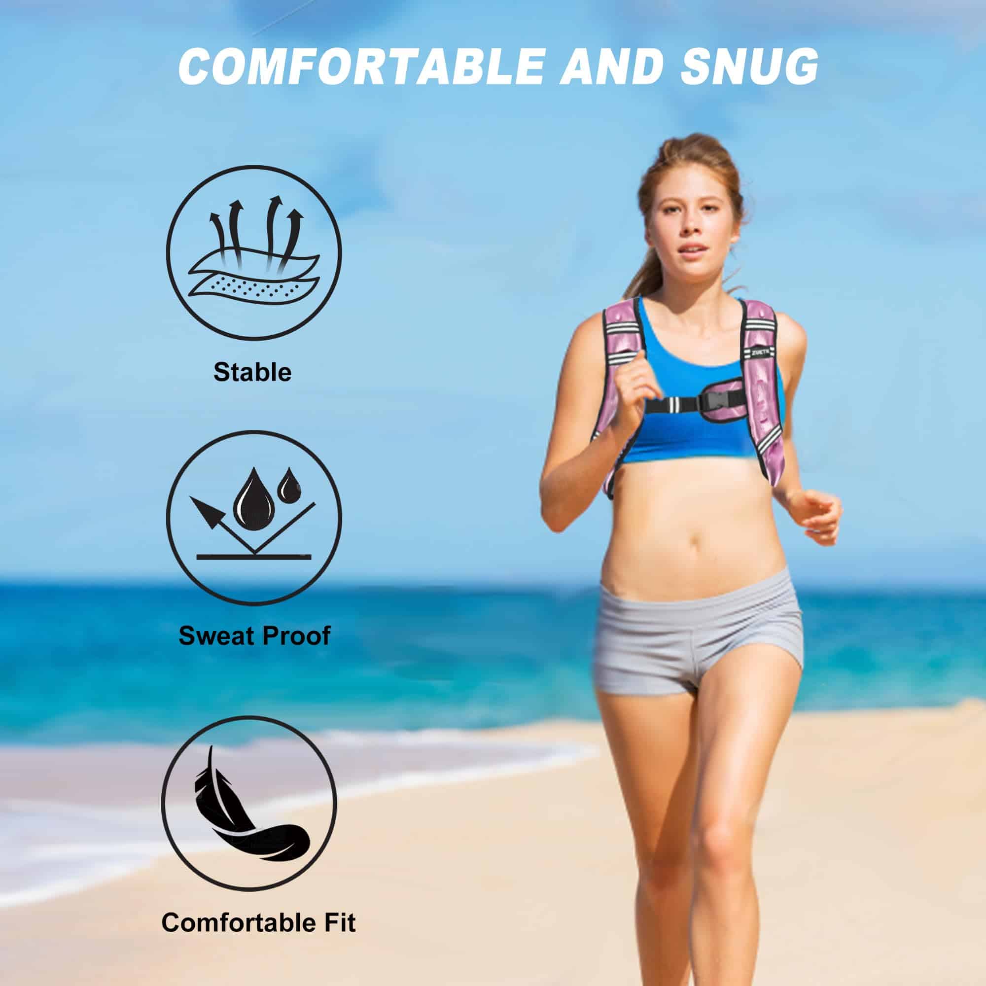 Chaleco con Peso ZUETK, Chaleco de -Rosa - Imagen 8