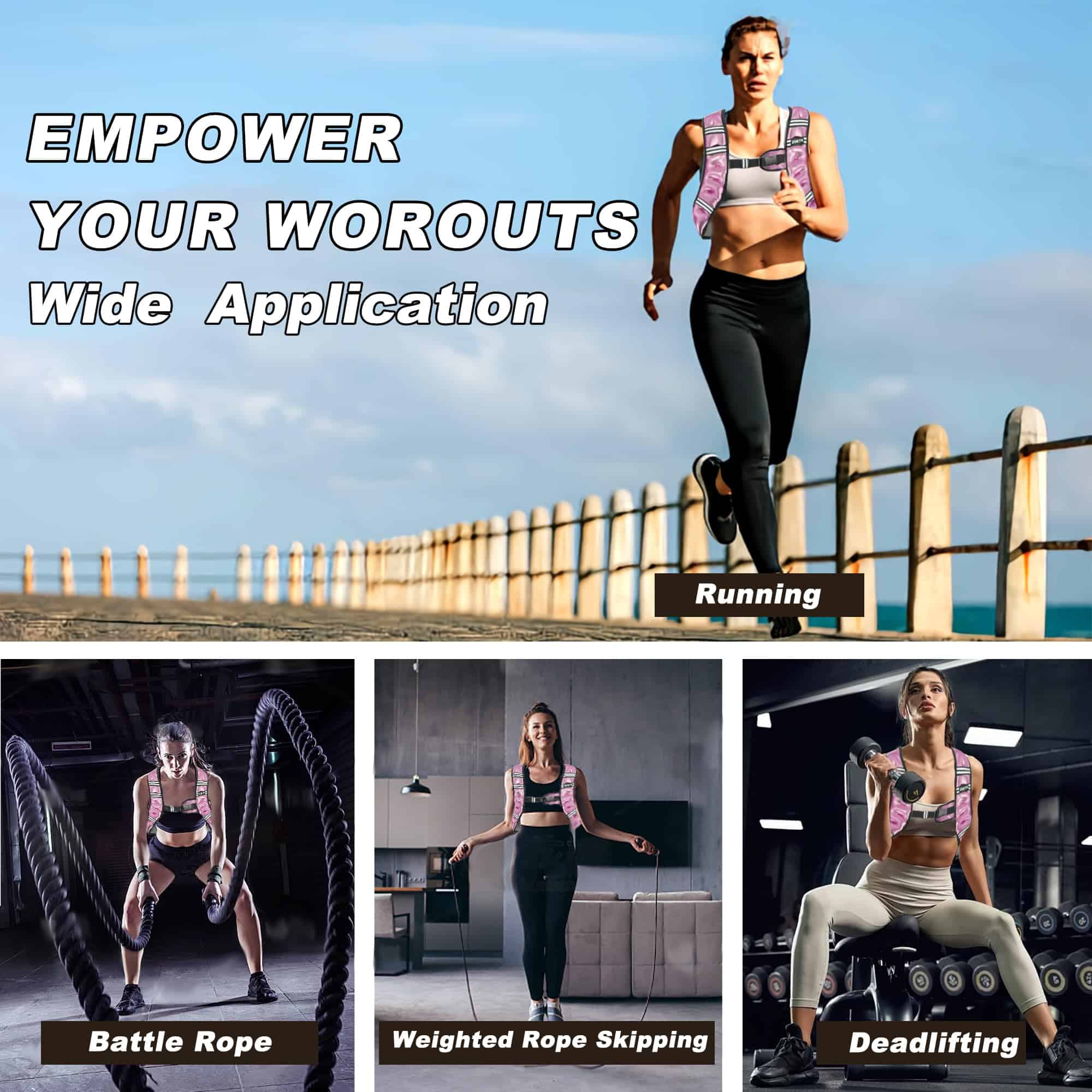 Chaleco con Peso ZUETK, Chaleco de -Rosa - Imagen 4