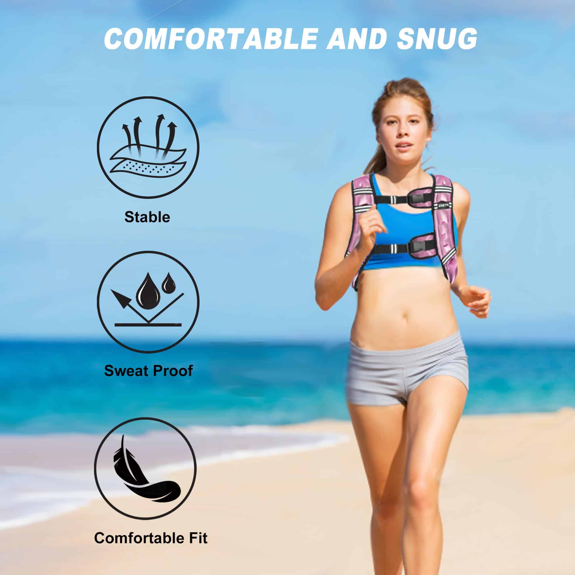 Chaleco con Peso ZUETK, Chaleco de -Rosado - Imagen 8