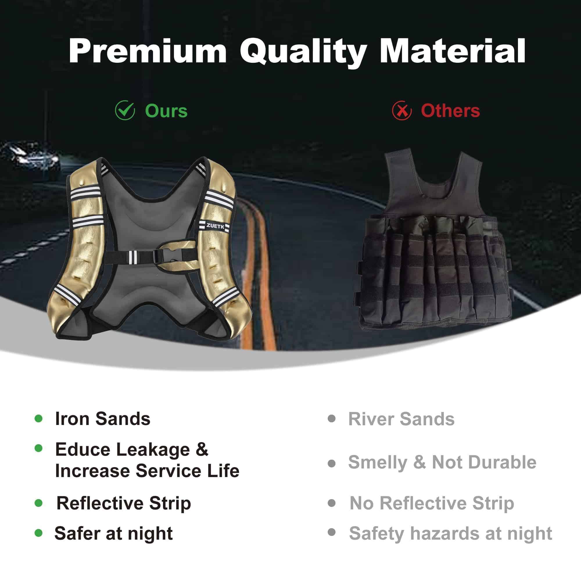 Chaleco con peso ZUETK, Chaleco de -PU-Gold - Imagen 9