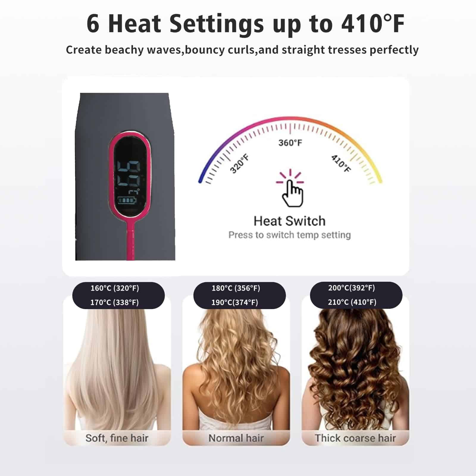 Plancha de Pelo Inalámbrica y Rizadora 2 en 1 Portátil - Imagen 5